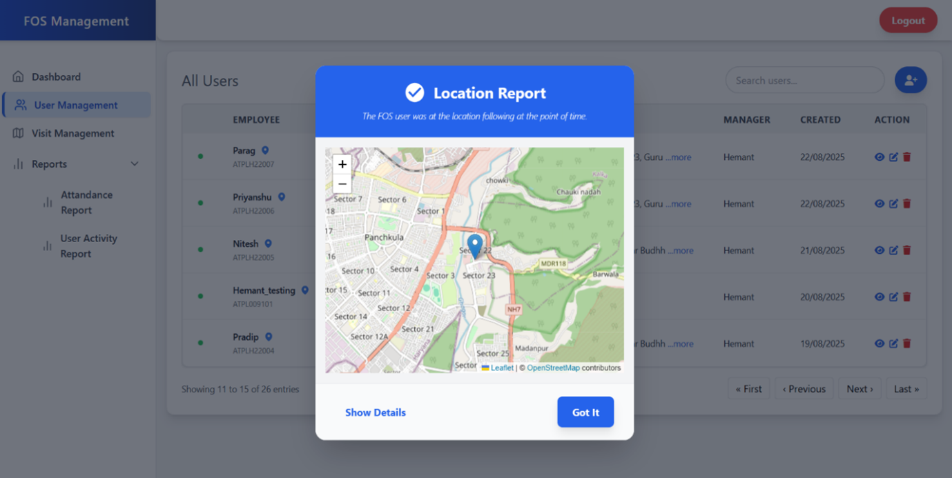 Live Visit Tracking